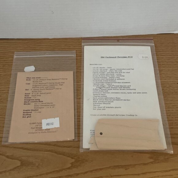 Vtg Craft Pattern Kits Assorted Christmas Snowman Angel Santa Wool Hair Lot of 7 - Picture 5 of 7